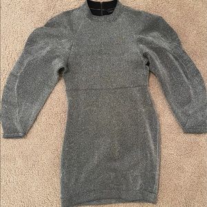 Silver long sleeve mock neck BCBG mini dress